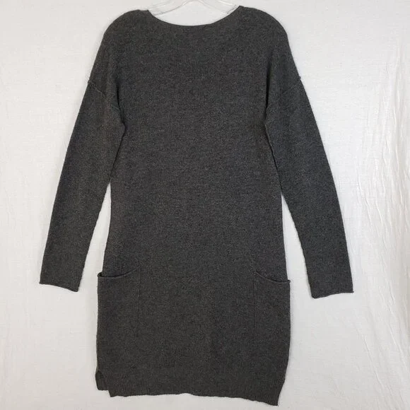 KOKUN 100% Cashmere Sweater Dress Tunic Knit Gray size S Relaxed Fit Lagenlook - Picture 6 of 11